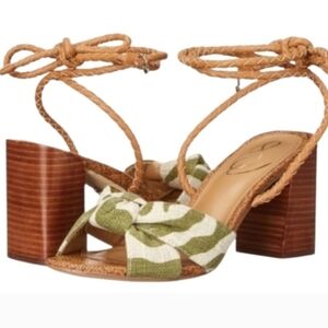 NWT Sam Edelman Bodhi Heeled Sandal, Soft Fern/Natural sz 7